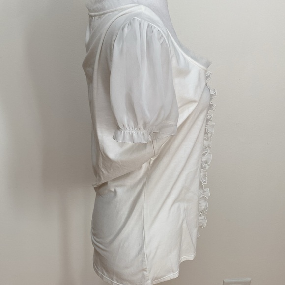 WHBM white ruffle front blouse size Large - Picture 4 of 8